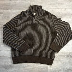 Haggar Quarter Button Sweater Sz L Lined Patten Casual Knit Pullover